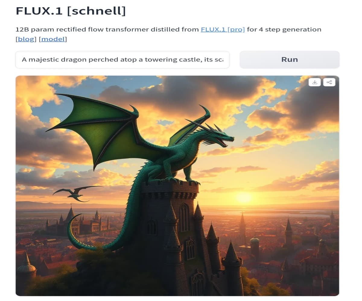 إنشاء صورة باستخدام تطبيق FLUX.1 [schnell] على هاجنج فيس