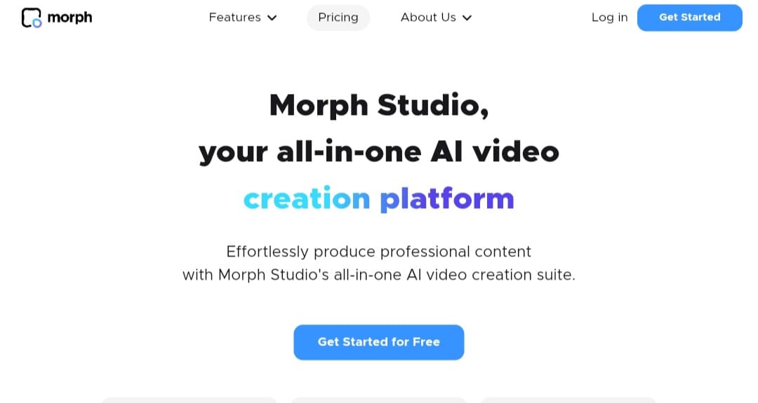 واجهة موقع Morph Studio لإنشاء مقاطع فيديوهات بالذكاء الاصطناعي