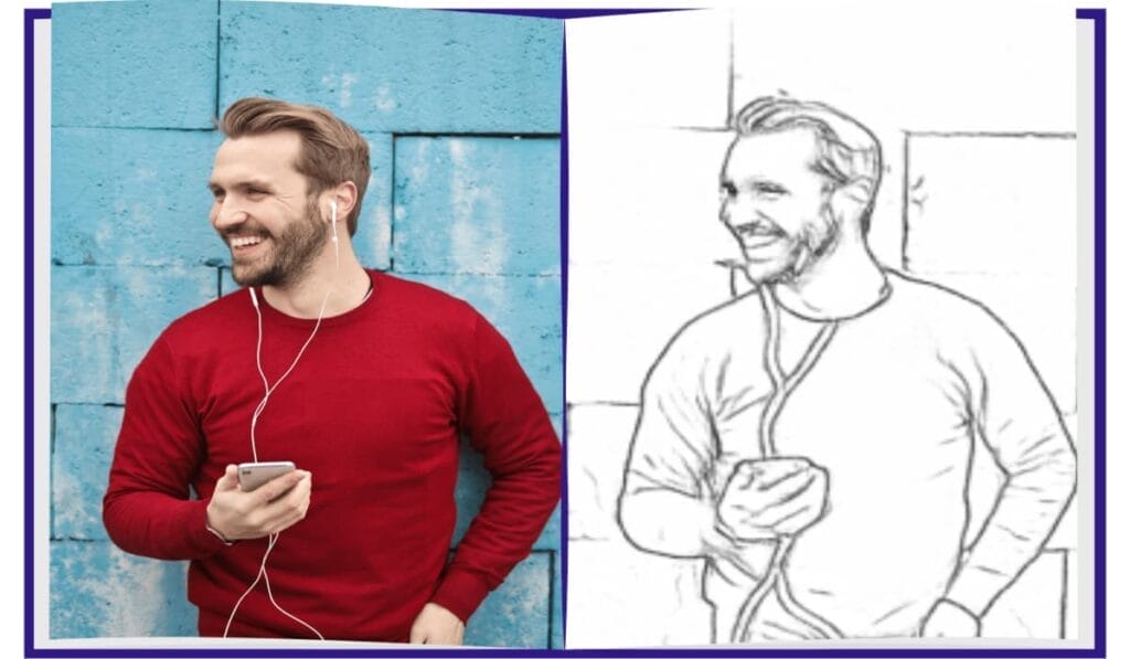 See how Pencilify converts portraits into detailed line drawings effortlessly